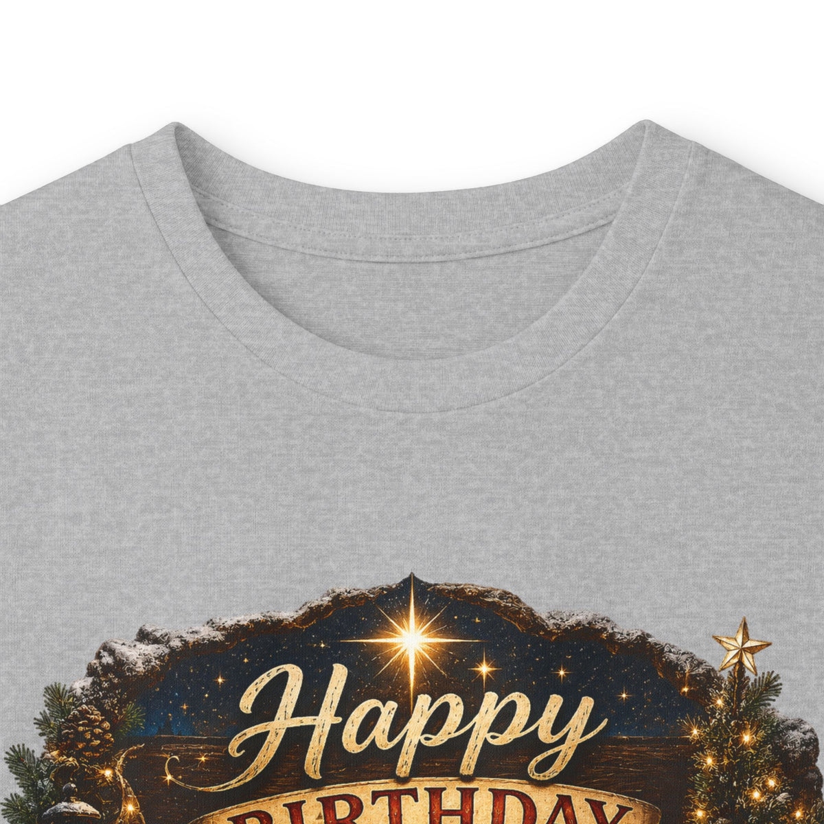 Happy Birthday Jesus Long Sleeve Tee | Nativity Christmas Religious Tee