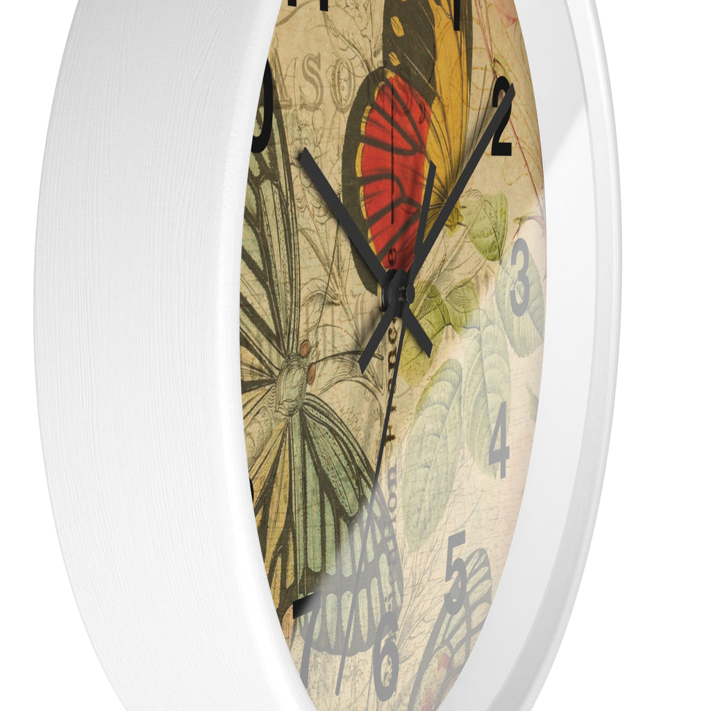Vintage French Postcard Butterfly Wall Clock