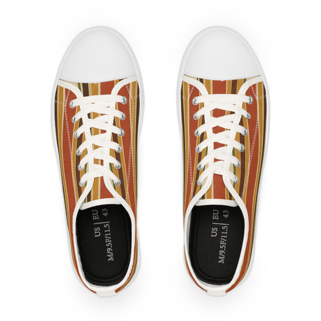 Retro Striped Low Top Sneakers — Vintage Sunset Stripe Men’s Casual Shoes