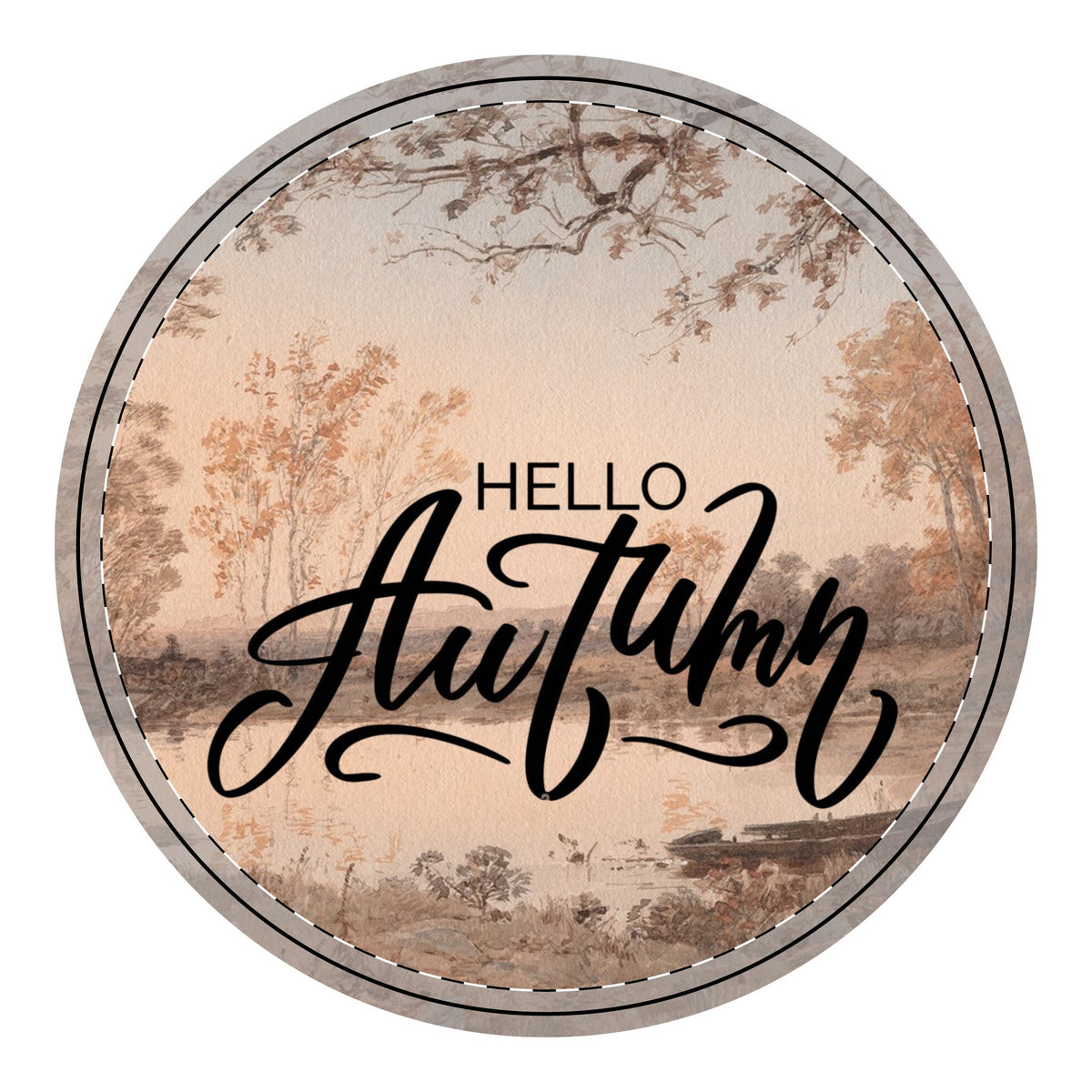 Hello Autumn Wooden Hanging Sign - Rustic Fall Porch Decor