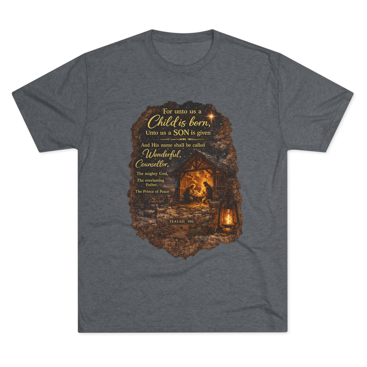 Child Is Born Nativity Scene T-Shirt | Christmas Bible Verse
