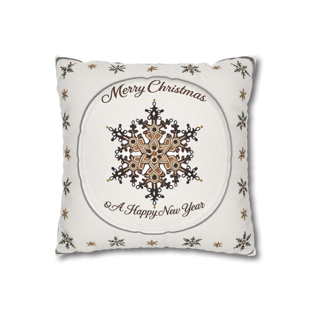 Merry Christmas Snowflake Throw Pillowcase — 'Merry Christmas / A Happy New Year' Holiday Decorative Pillow