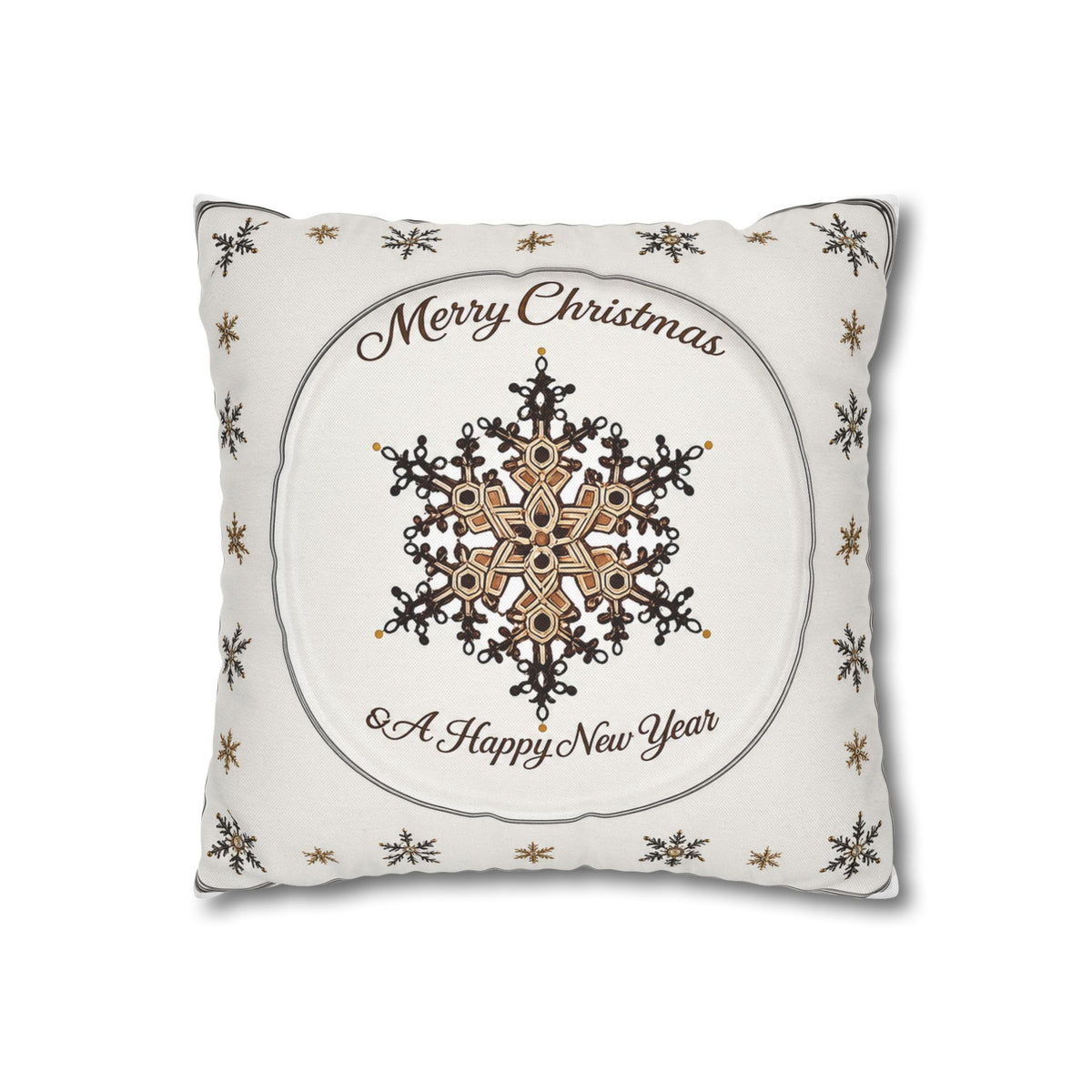 Merry Christmas Snowflake Throw Pillowcase — 'Merry Christmas / A Happy New Year' Holiday Decorative Pillow