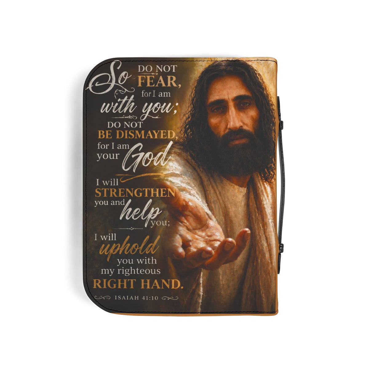 Do Not Fear For I Am With You Jesus Bible Cover in Brown 4 sizes