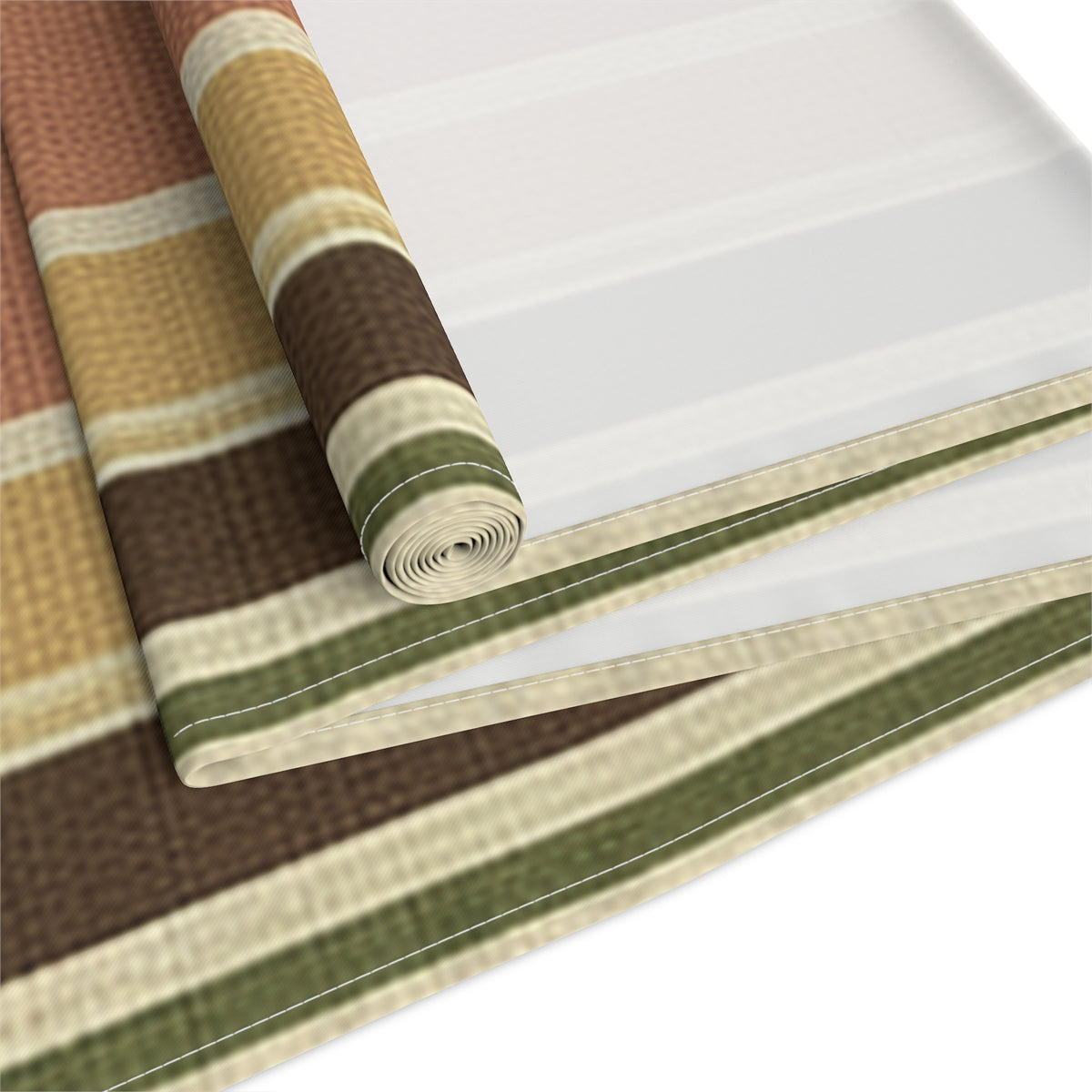 Autumn Stripe Table Runner — Rustic Fall Cotton-Poly Dining Runner
