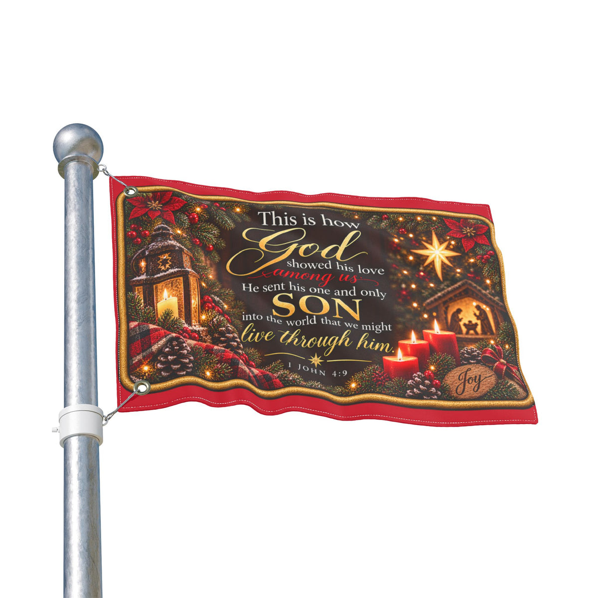 Christmas Nativity Scripture Flag Double Sided | John 3:16 Holiday Outdoor Flag