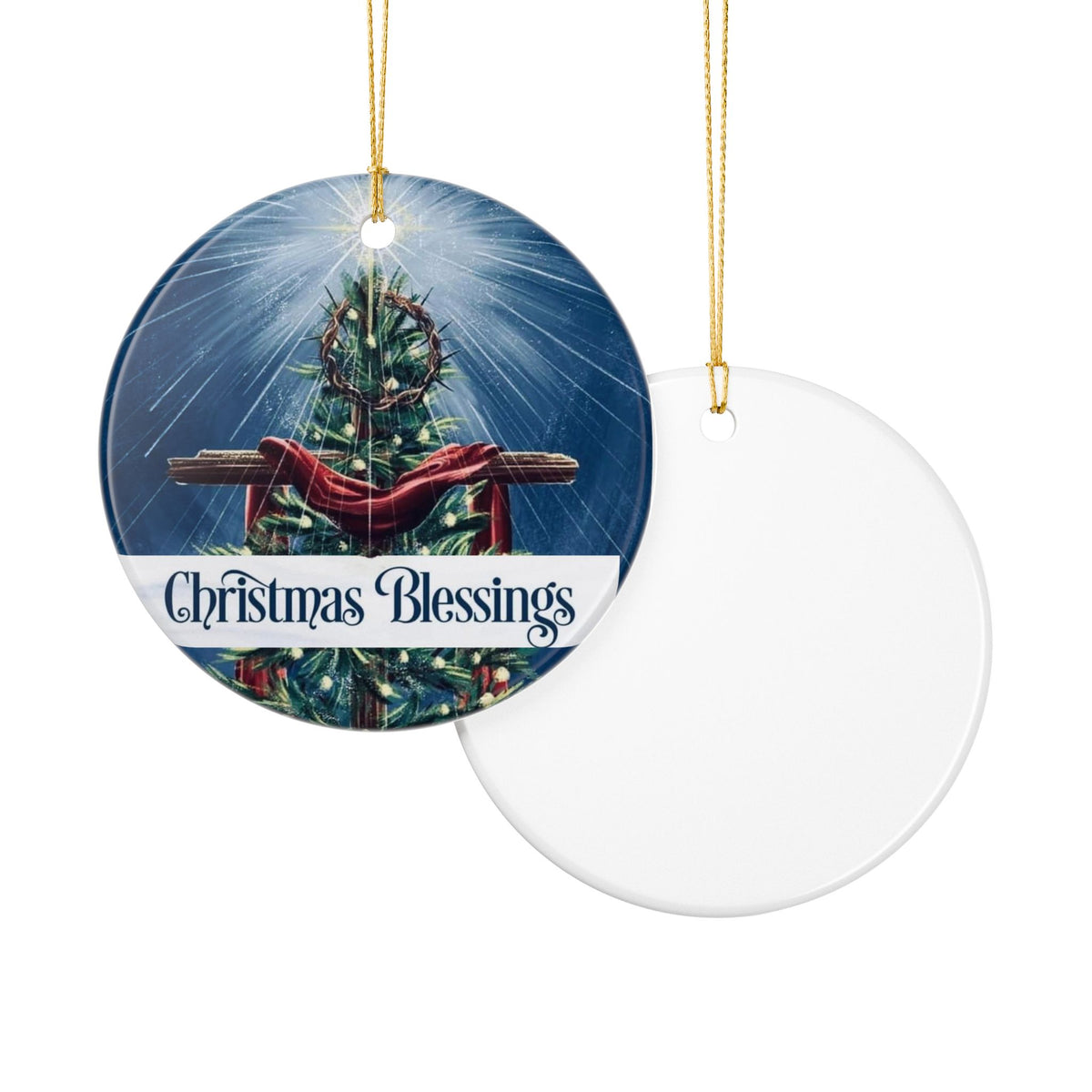 Christmas Blessings Ceramic Ornament — Religious Holiday Tree Decoration