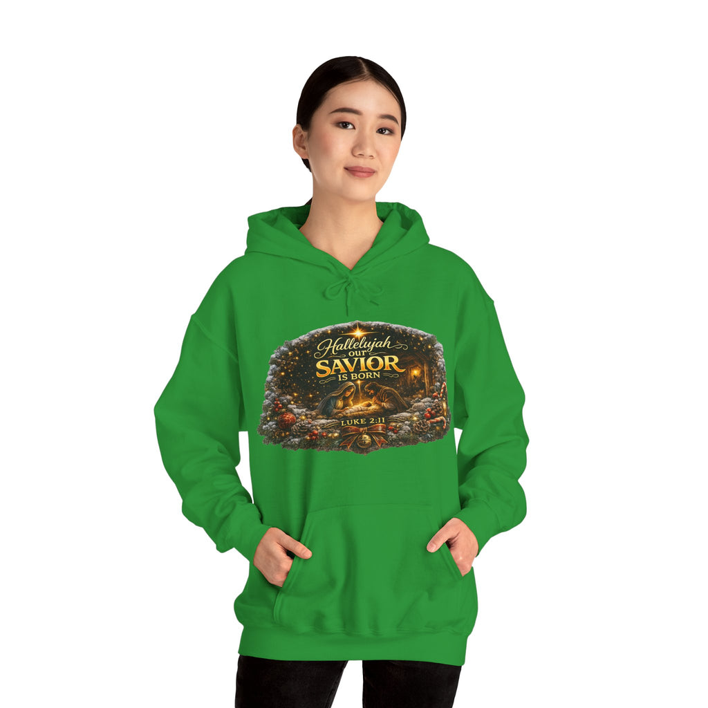 Hallelujah Savior of the World hoodie | Christmas nativity wreath design