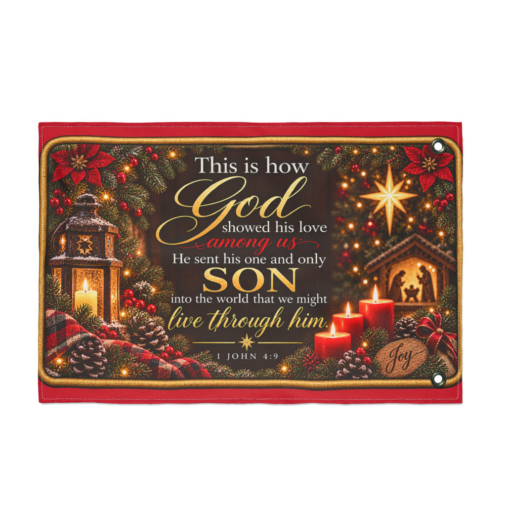 Christmas Nativity Scripture Flag Double Sided | John 3:16 Holiday Outdoor Flag