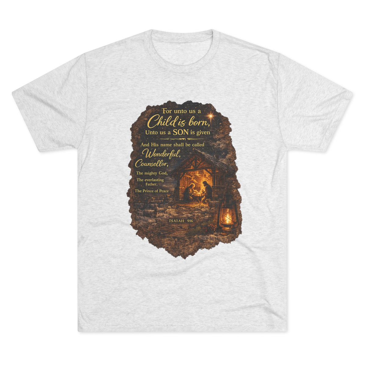 Child Is Born Nativity Scene T-Shirt | Christmas Bible Verse