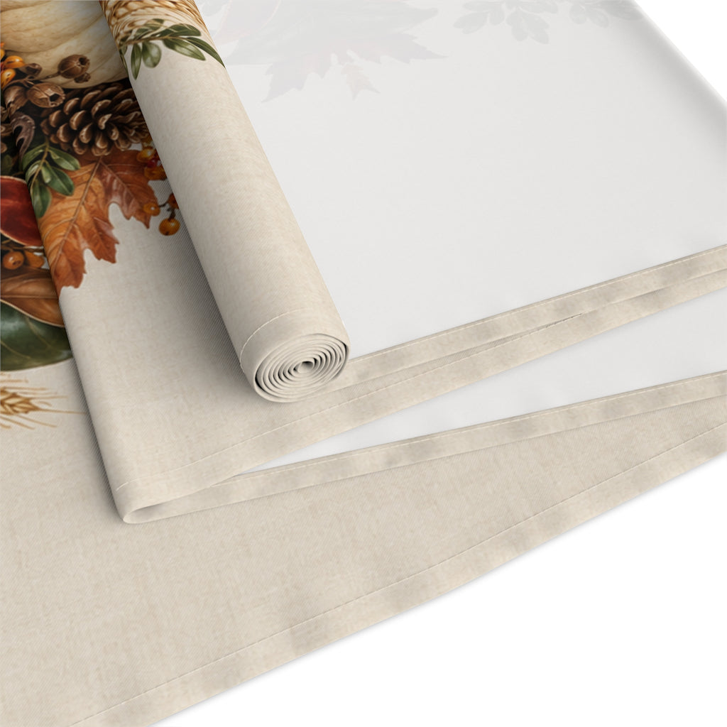 Autumn Harvest Table Runner — Pumpkin & Fall Foliage Thanksgiving Decor