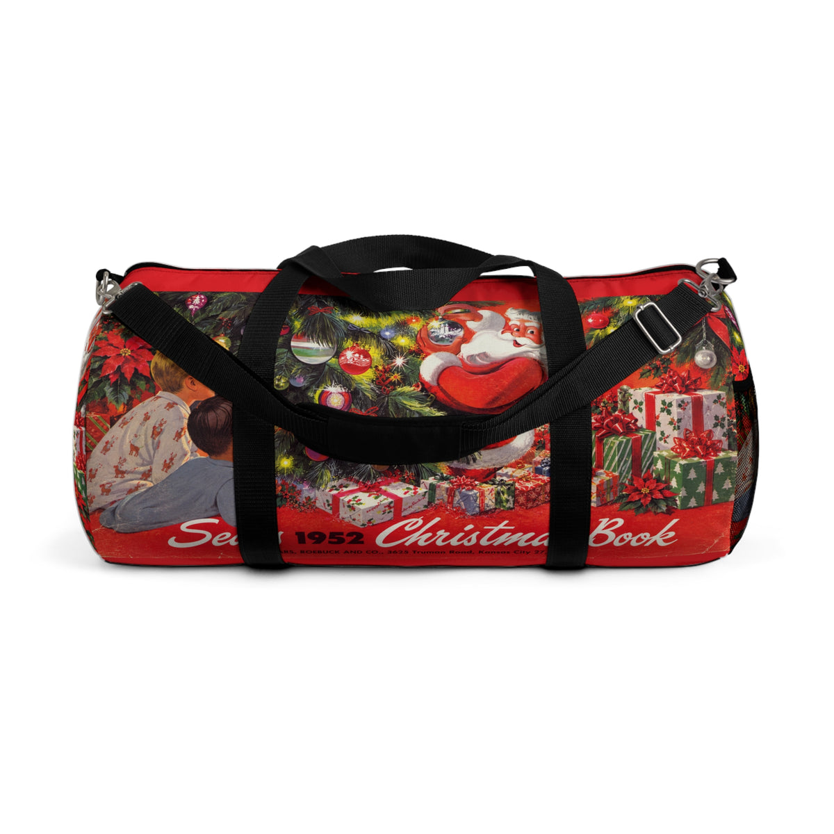 Vintage 1952 Christmas Duffel Bag – Retro Santa & Gift Holiday Travel Bag