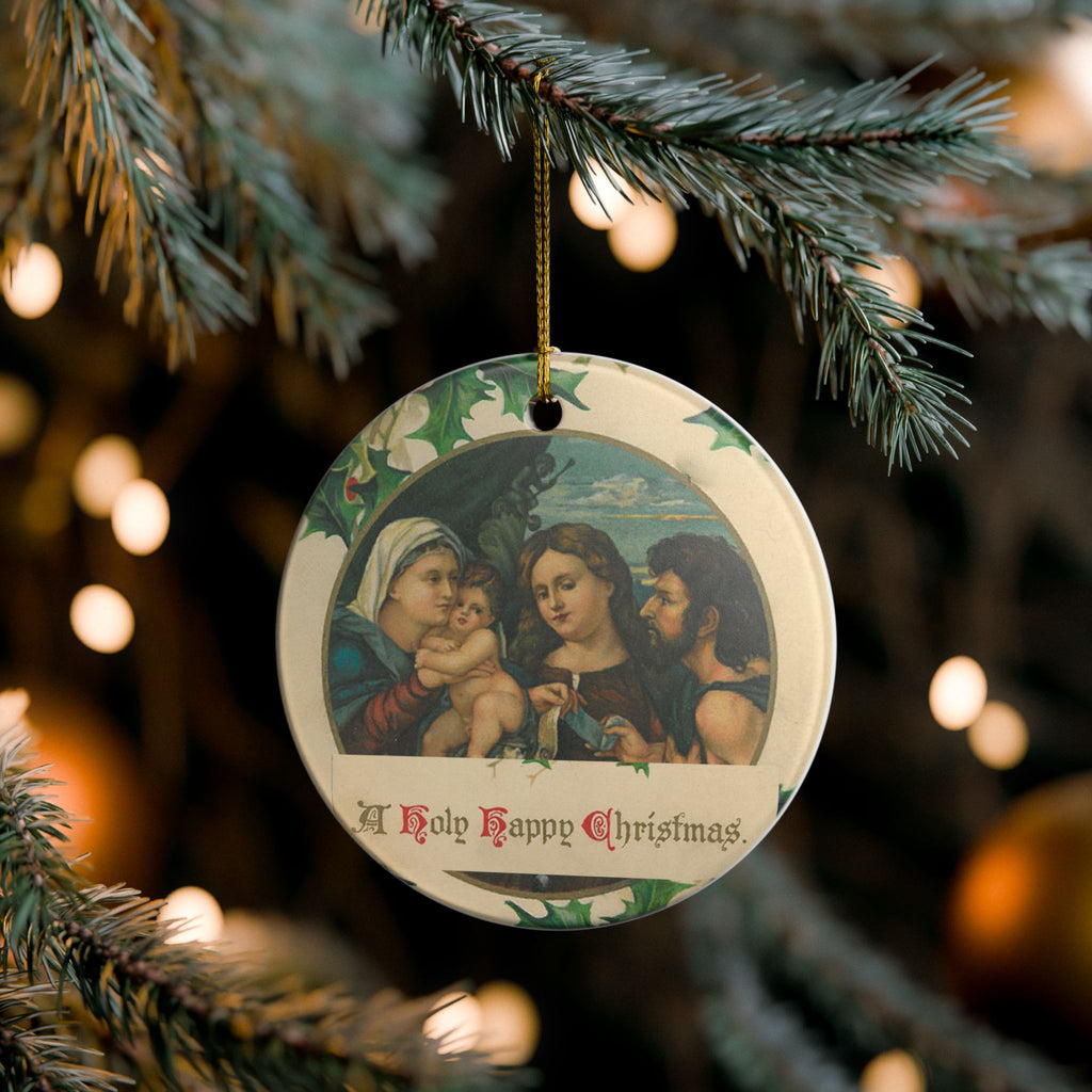 Holy Happy Christmas Nativity Ceramic Decoration Ornament, (1pc)