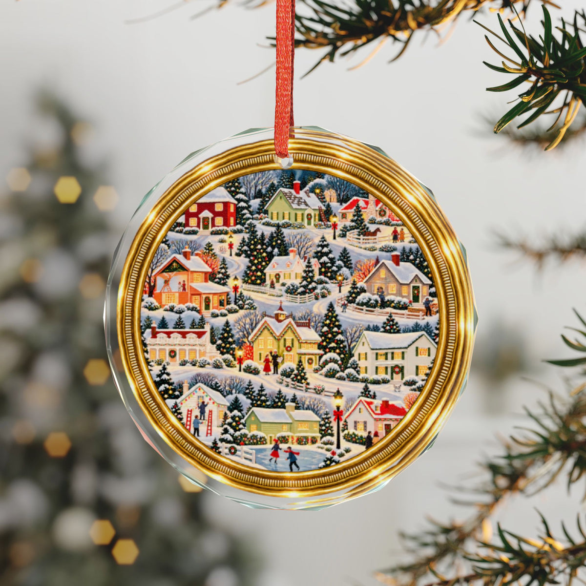 Glass Ornament — Vintage Snowy Village Christmas Decoration