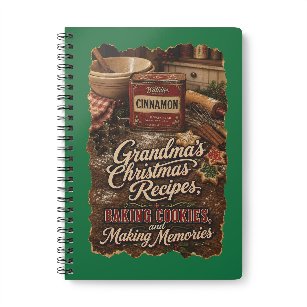 Vintage Christmas Memories Wirobound Softcover Notebook, A5