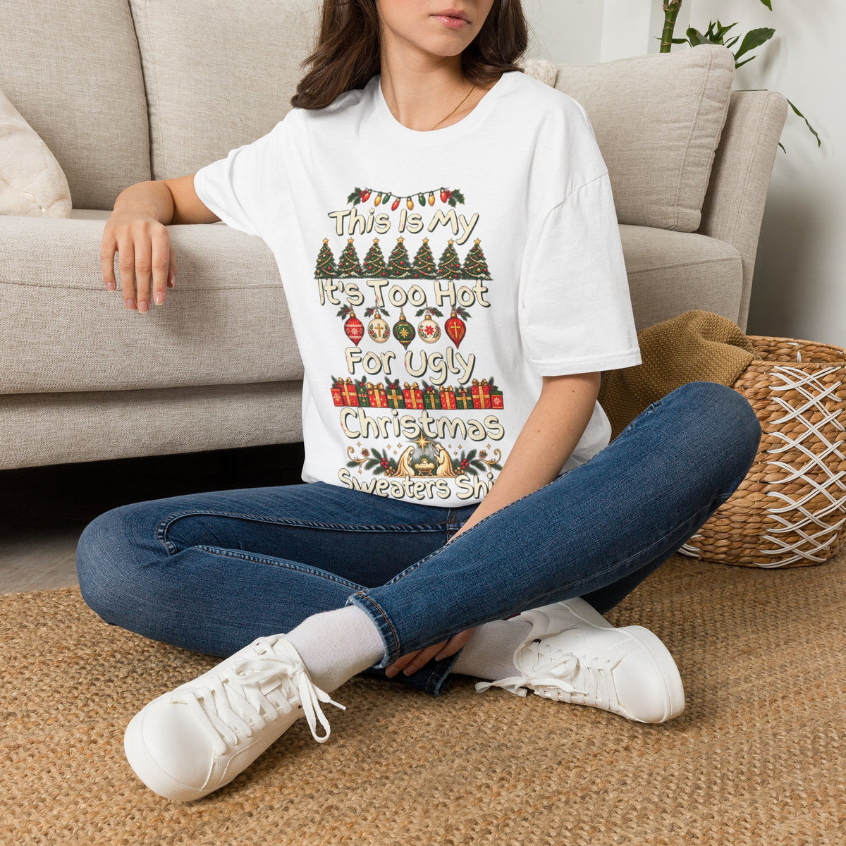 This Is My It's Too Hot For Ugly Christmas Sweater Shirt T-Shirt | Christmas holiday tee
