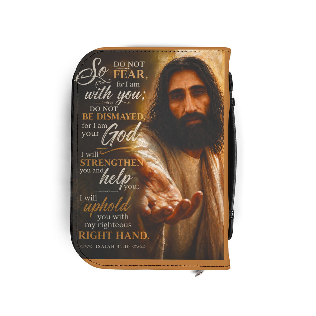 Do Not Fear For I Am With You Jesus Bible Cover in Brown 4 sizes