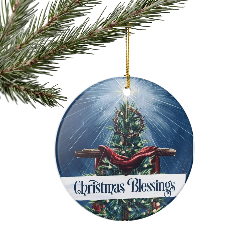 Christmas Blessings Ceramic Ornament — Religious Holiday Tree Decoration