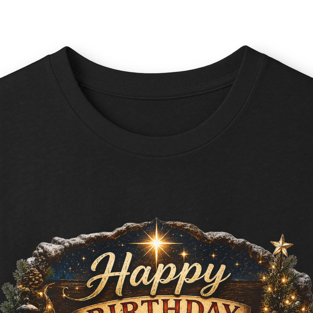 Happy Birthday Jesus Long Sleeve Tee | Nativity Christmas Religious Tee