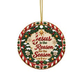Jesus Is the Reason Candy Cane Ceramic Christmas Ornament | Christian Holiday Décor | Sets of 1, 3, 5 or 10