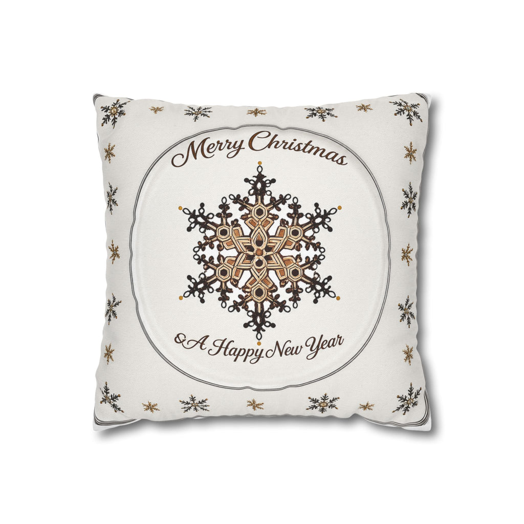 Merry Christmas Snowflake Throw Pillowcase — 'Merry Christmas / A Happy New Year' Holiday Decorative Pillow