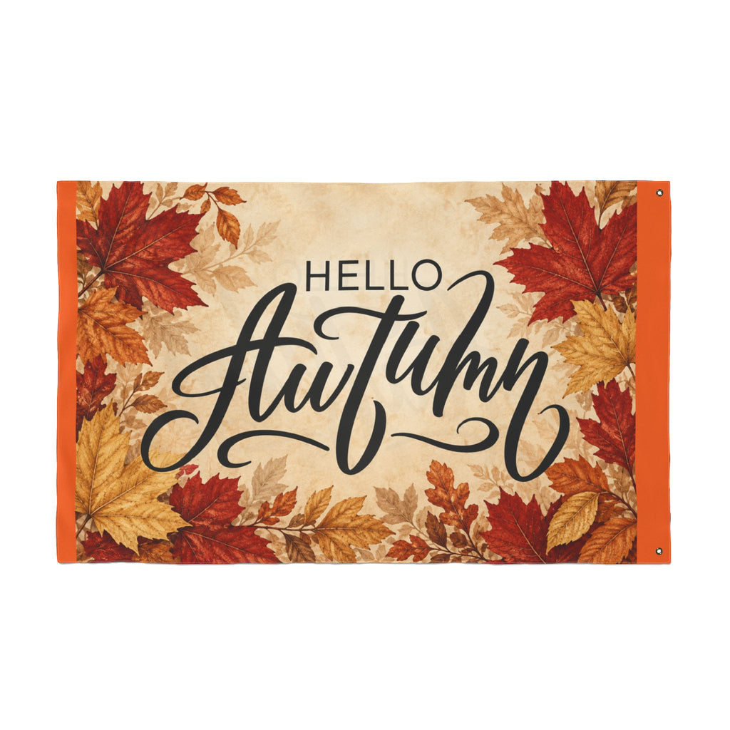 Hello Autumn Double-Sided Garden Flag — Fall Leaves Seasonal Outdoor Decor