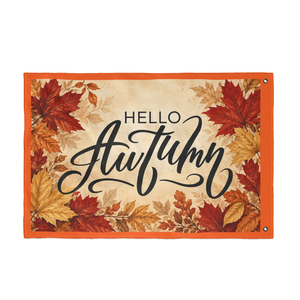 Hello Autumn Double-Sided Garden Flag — Fall Leaves Seasonal Outdoor Decor