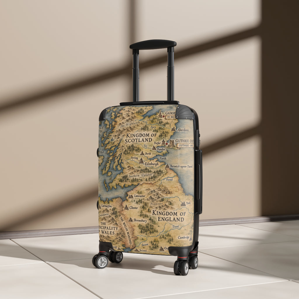 Vintage Map Suitcase – Kingdoms of Scotland & England Travel Luggage
