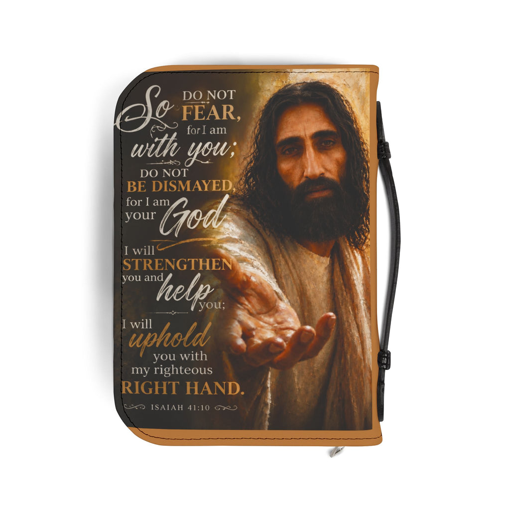 Do Not Fear For I Am With You Jesus Bible Cover in Brown 4 sizes