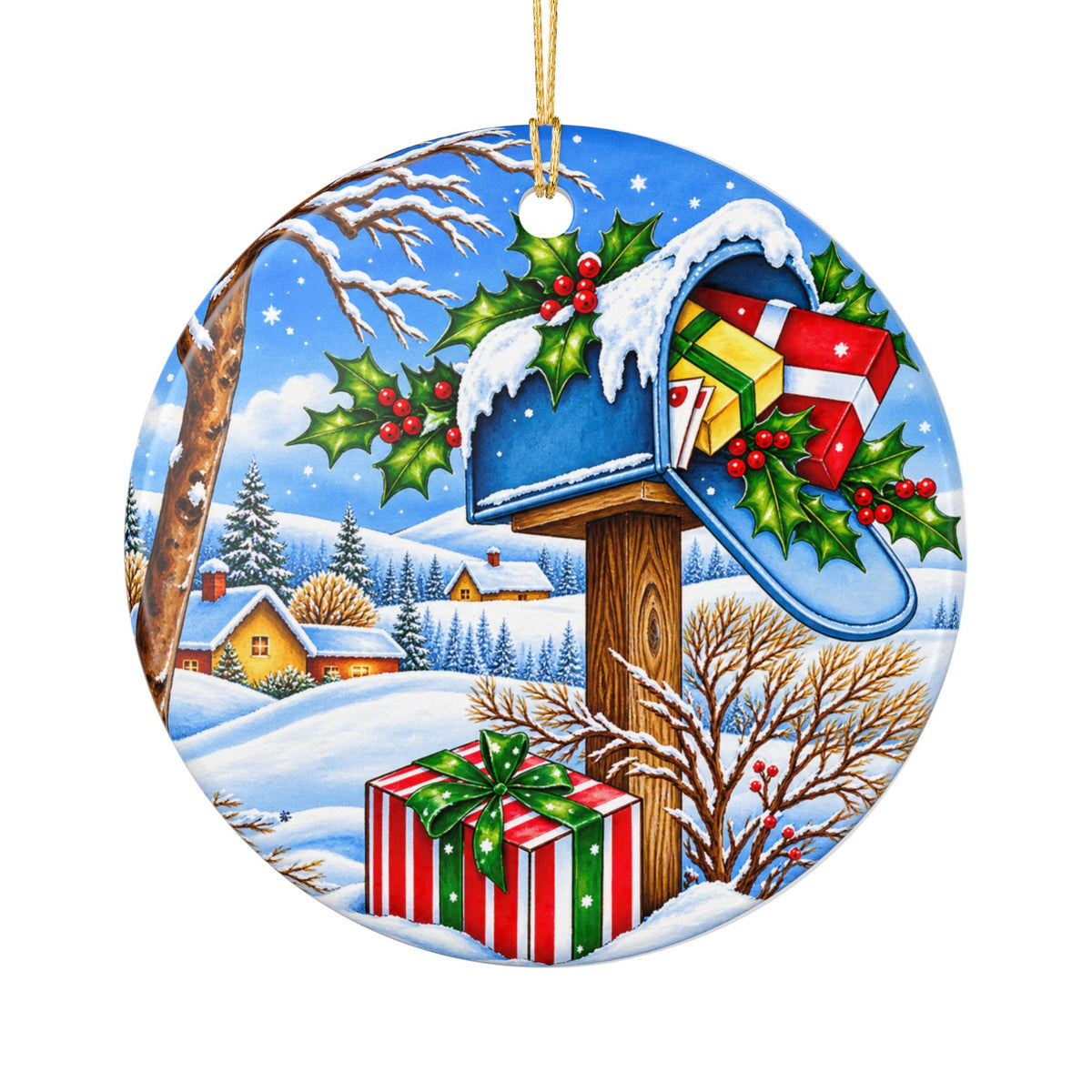 Christmas Mailboxes Ceramic Decoration Ornament, (1pc)