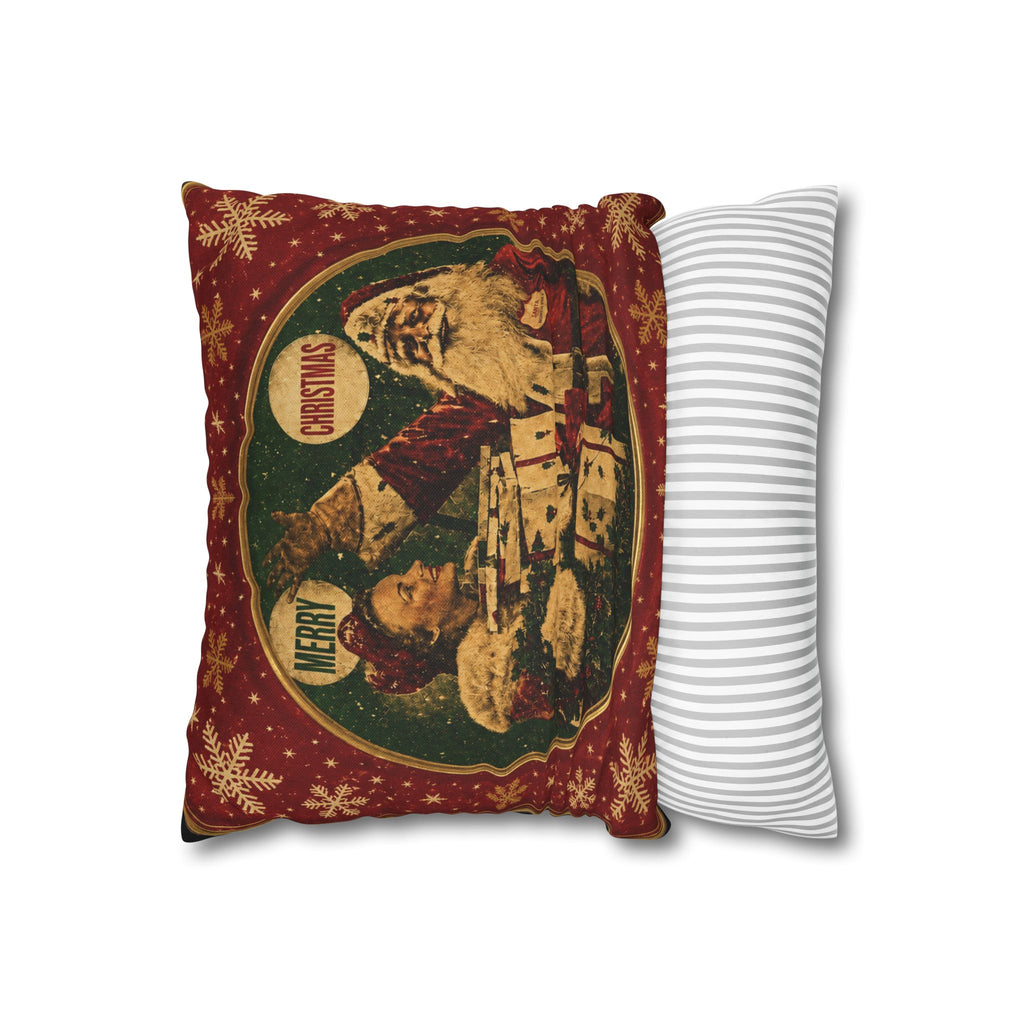 Vintage Merry Christmas Santa Pillowcase — Retro Holiday Throw Pillow Cover