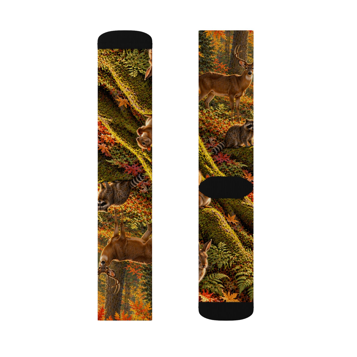 Autumn Woodland Crew Socks — Fall Forest Animal Sublimation Socks