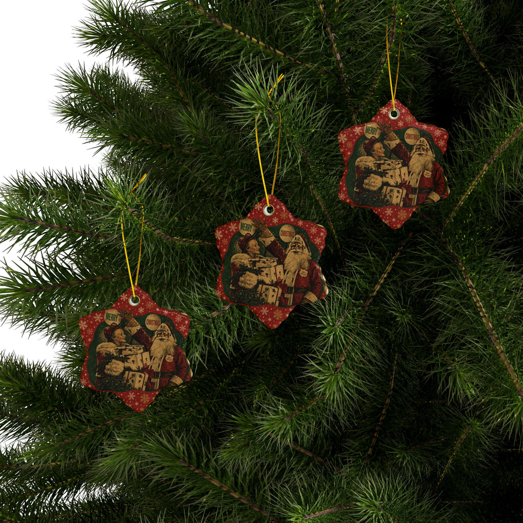 Vintage 1941 Newsprint Christmas Ceramic Ornaments, 2-Side Print, (1pc, 3pcs, 5pcs, 10pcs)