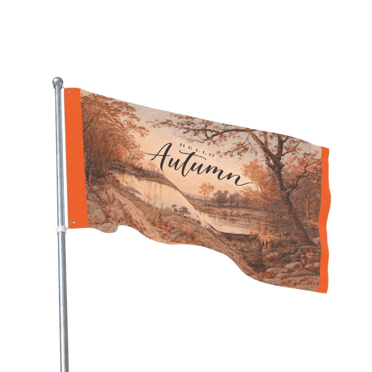 Hello Autumn Double-Sided Garden Flag — Fall Landscape Welcome Sign