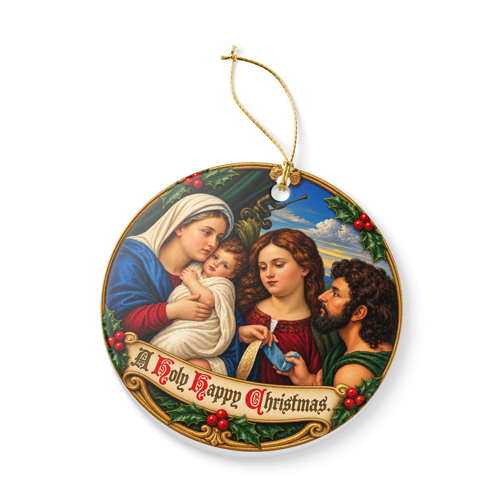 Holy Happy Christmas Nativity Ceramic Decoration Ornament, (1pc)