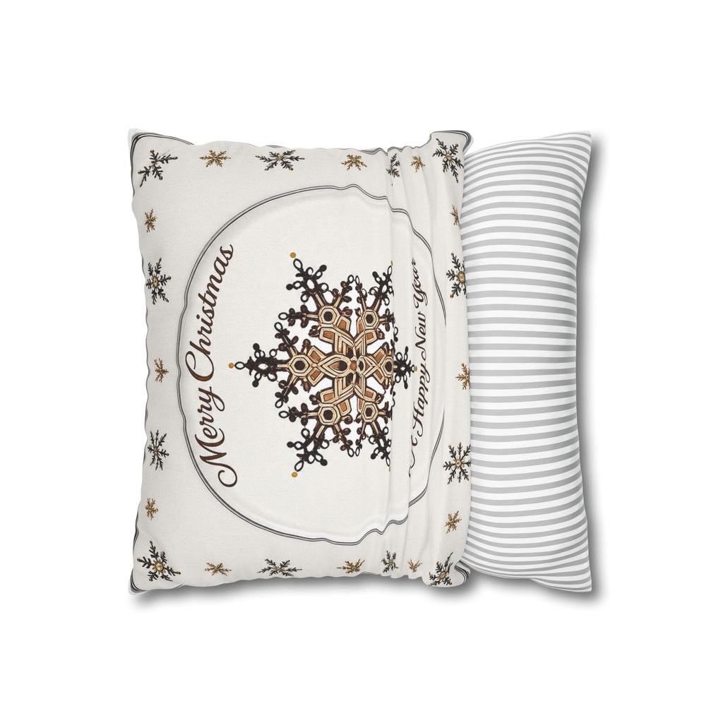 Merry Christmas Snowflake Throw Pillowcase — 'Merry Christmas / A Happy New Year' Holiday Decorative Pillow