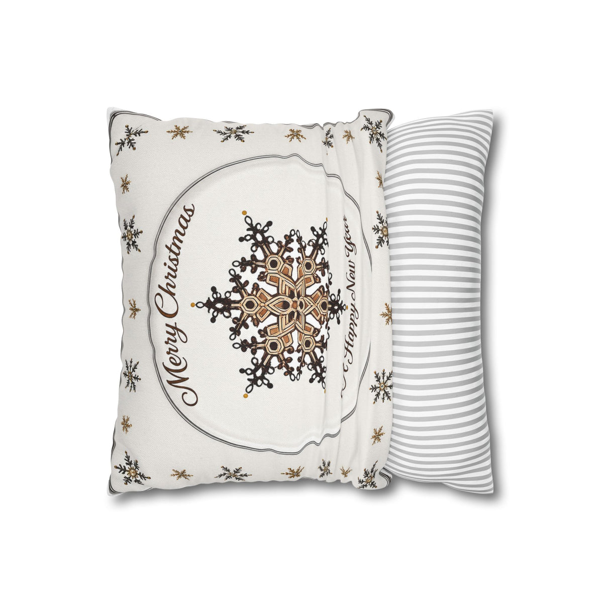 Merry Christmas Snowflake Throw Pillowcase — 'Merry Christmas / A Happy New Year' Holiday Decorative Pillow