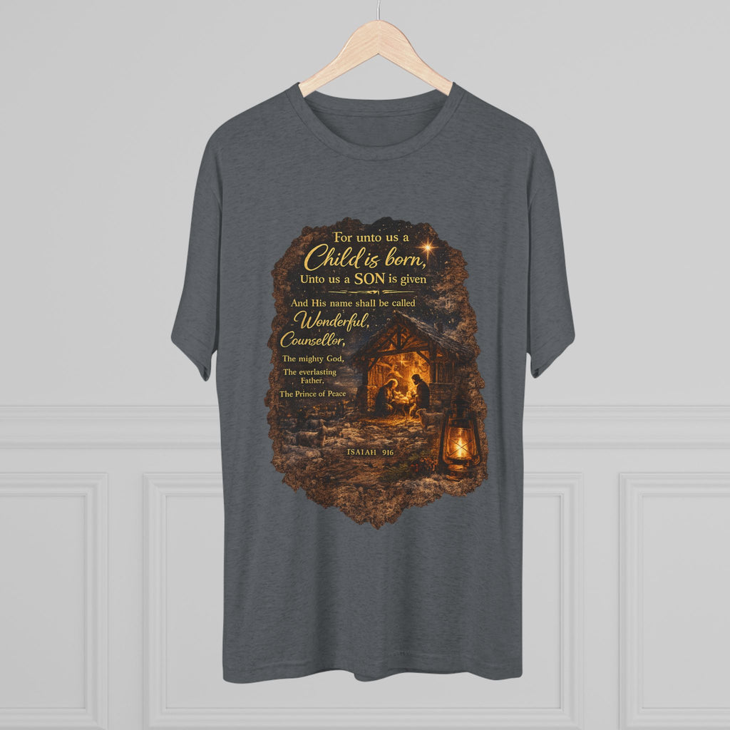 Child Is Born Nativity Scene T-Shirt | Christmas Bible Verse