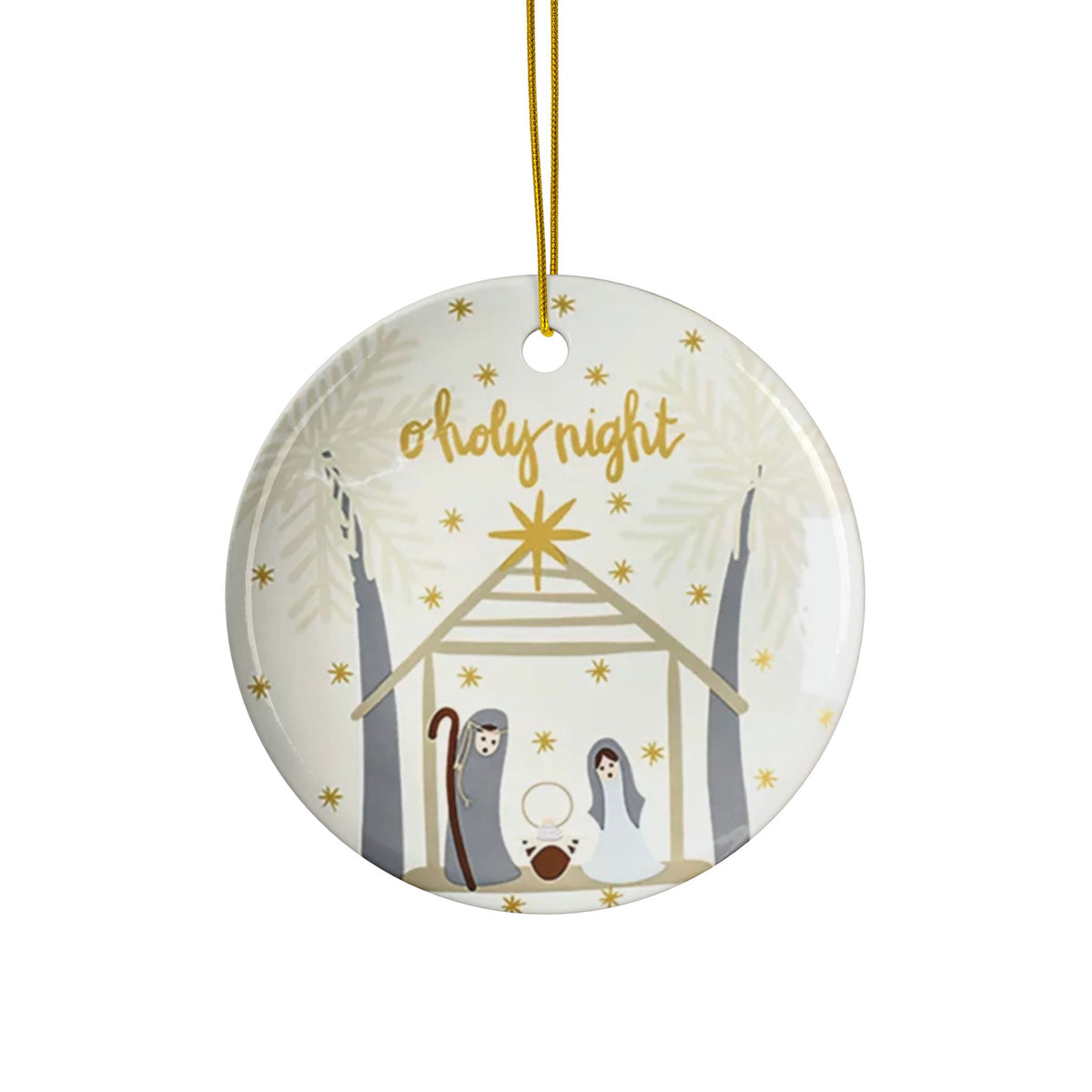 O Holy Night Nativity Ceramic Christmas Ornaments, 2-Side Print, (1pc, 3pcs, 5pcs, 10pcs)