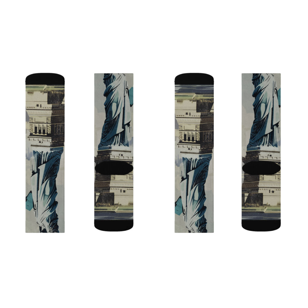 Vintage New York Travel Poster Crew Socks