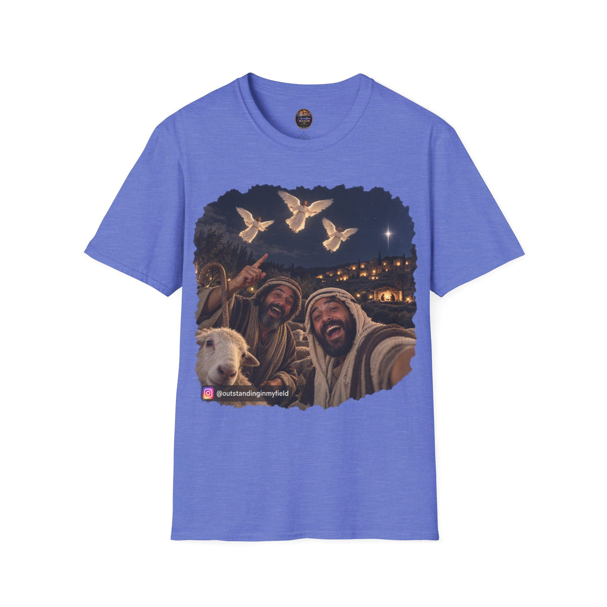 Shepherds Outstanding in the Field Christian Humor Unisex Softstyle Christmas T-Shirt