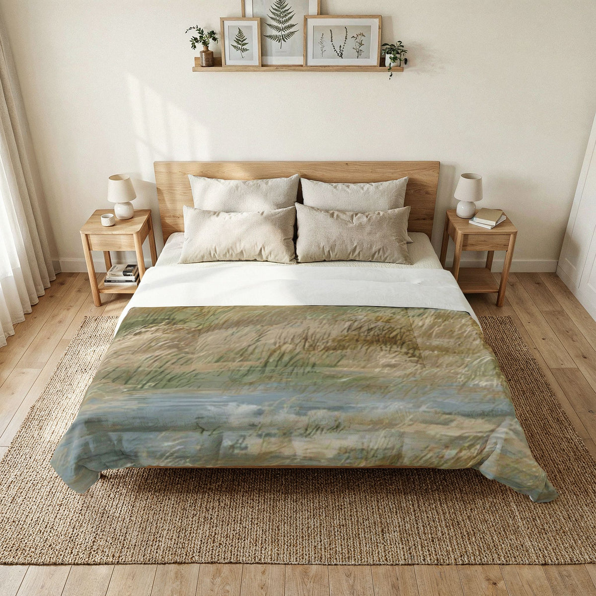 Coastal Meadow Cotton Comforter — Serene Beachscape Bedding