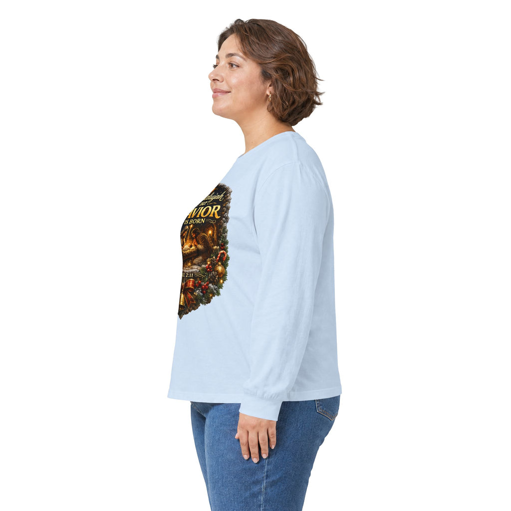 Hallelujah Our Savior Is Born long sleeve tee | Nativity Christmas shirt