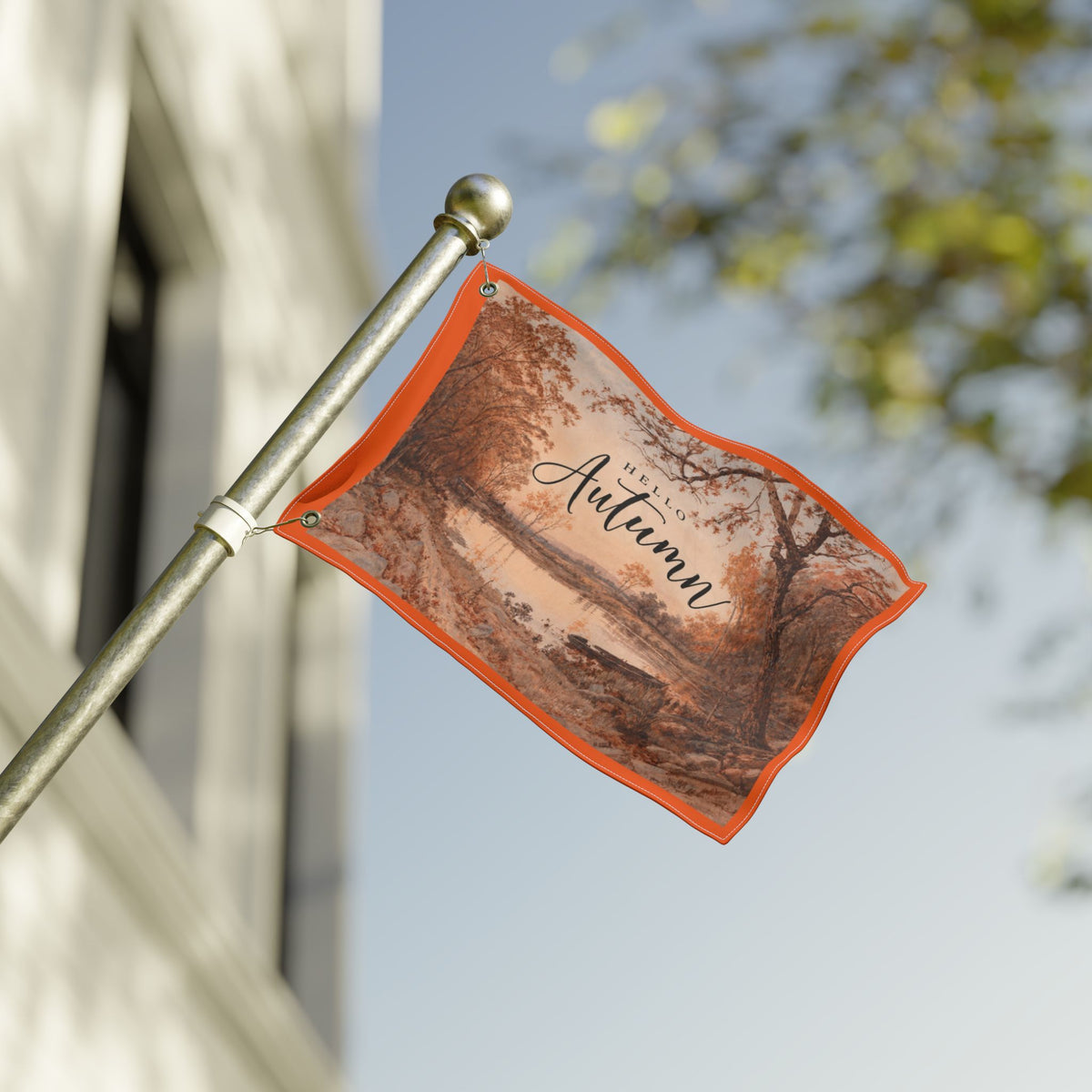 Hello Autumn Double-Sided Garden Flag — Fall Landscape Welcome Sign