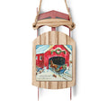 Vintage 1940s Santa, Snowman and Red Covered Bridge Sled Ornaments