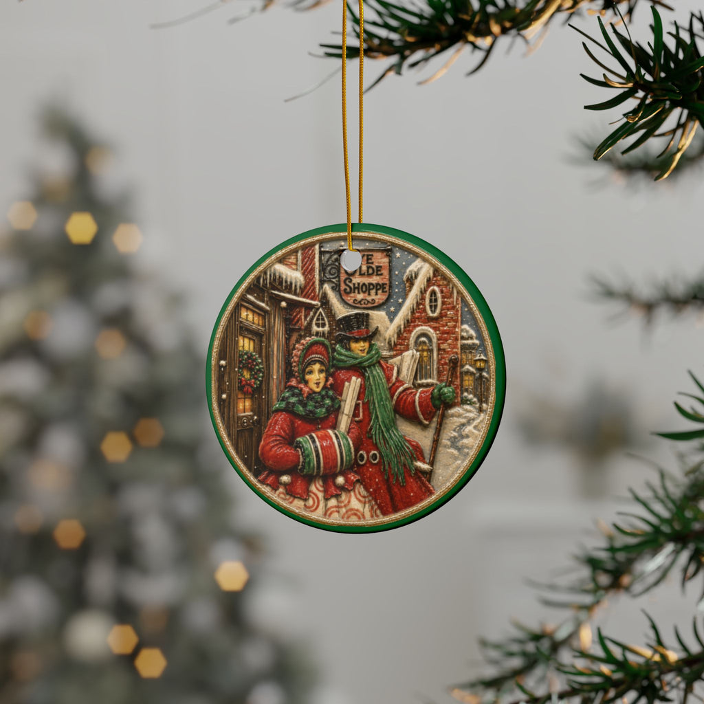 Vintage Victorian Carolers Christmas Card Art Ornaments, 2-Side Print, (1pc, 3pcs, 5pcs, 10pcs)