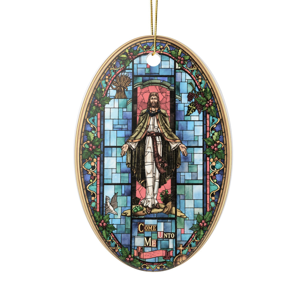 Oval Stained Glass Jesus Ceramic Ornaments, 2-Side Print