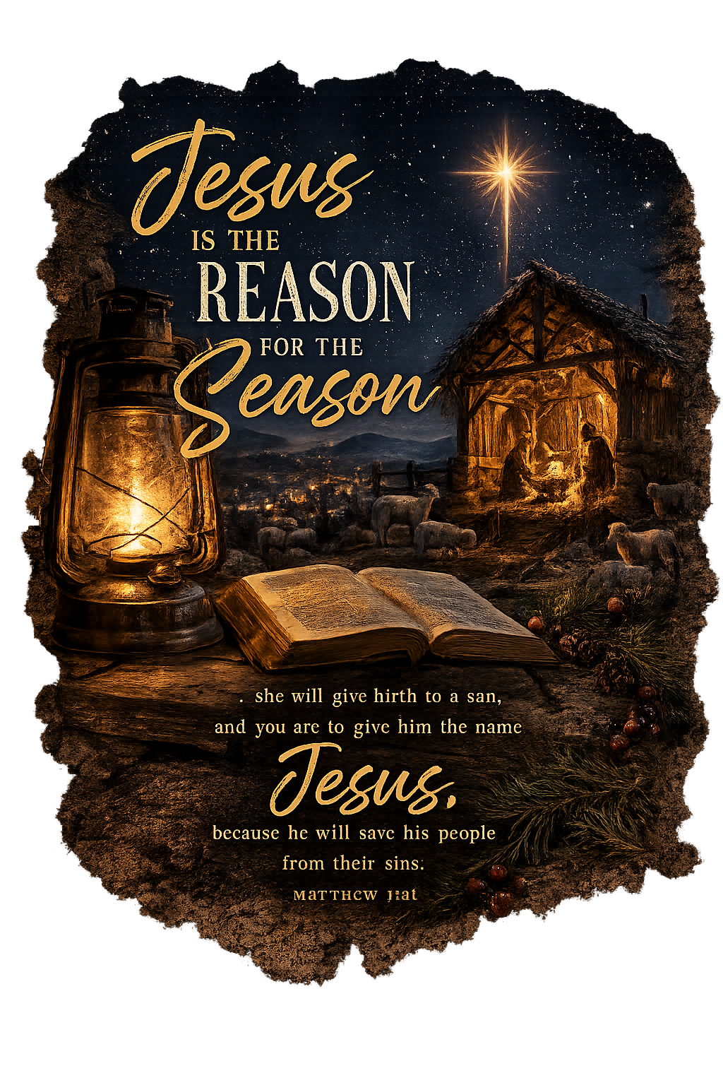 Jesus Reason Season hoodie | Nativity lantern scripture religious sweatshirt