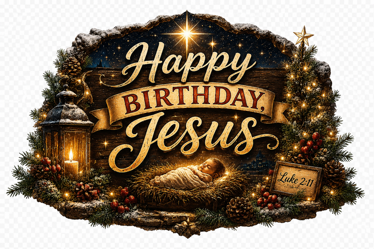 Happy Birthday Jesus Long Sleeve Tee | Nativity Christmas Religious Tee