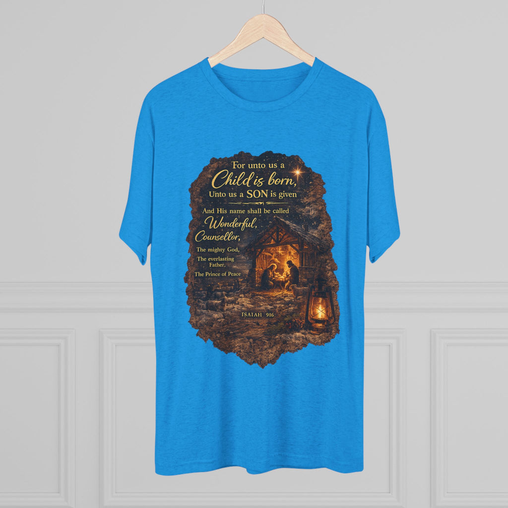 Child Is Born Nativity Scene T-Shirt | Christmas Bible Verse